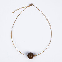Collana in acciaio inossidabile con Legno di Palma Pietrificato