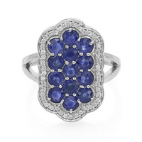 Anello placcato in platino con Zaffiro Kanchanaburi