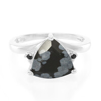 Anello in argento con Ossidiana Fiocco di Neve