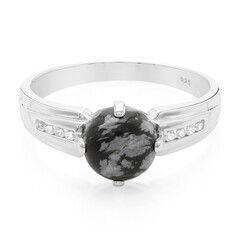 Anello da uomo in argento con Ossidiana Fiocco di Neve