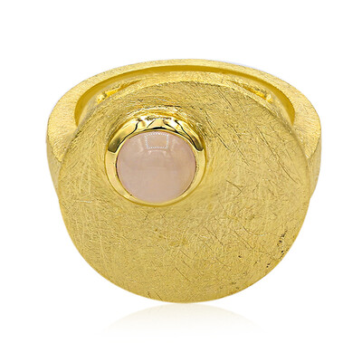 Anello placcato in oro con Quarzo Rosa (MONOSONO COLLECTION)