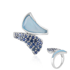 Anello in oro con Calcedonio Blu (KM by Juwelo)