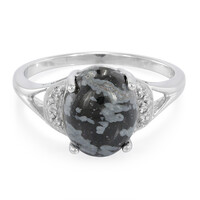 Anello in argento con Ossidiana Fiocco di Neve