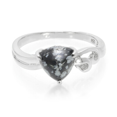 Anello in argento con Ossidiana Fiocco di Neve