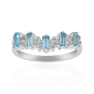 Anello in argento con Topazio Blu Svizzero