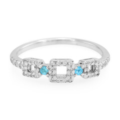 Anello in argento con Apatite Blu Neon e Zaffiro Bianco