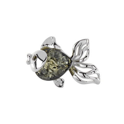 Ciondolo in argento con Ambra Baltica Verde (dagen)