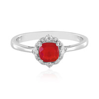 Anello in argento con Opale Rosso dell'Etiopia