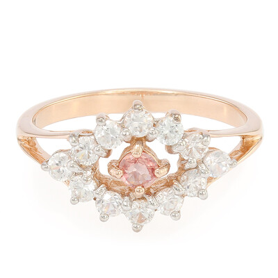 Anello placcato in oro con Zaffiro Padparadscha