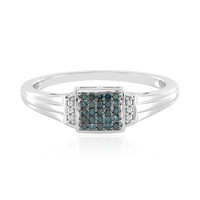 Anello da uomo in argento con Diamante Blu I1