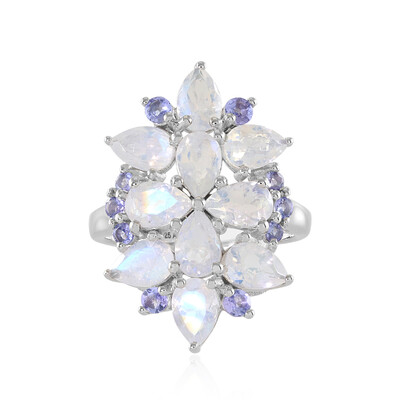 Anello in argento con Pietra di Luna Arcobaleno