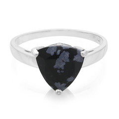 Anello in argento con Ossidiana Fiocco di Neve
