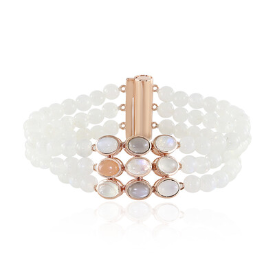 Bracciale in argento con Pietra di Luna Pesca (KM by Juwelo)