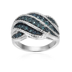 Anello in argento con Diamante Blu I3