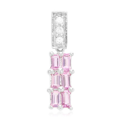 Ciondolo in argento con Zaffiro Ceylon Rosa