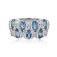 Anello in argento con Topazio Blu Londra