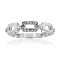 Anello in argento con Diamante Blu Cielo I2