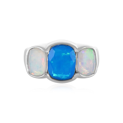 Anello in argento con Opale Blu dell'Etiopia
