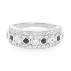 Anello in argento con Zaffiro Bianco e Spinello Nero