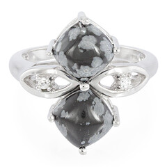 Anello in argento con Ossidiana Fiocco di Neve