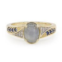 Anello in oro con Zaffiro Stellato Blu Argento