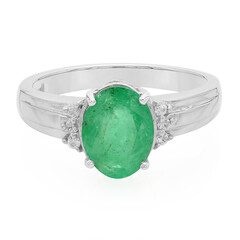 Anello placcato in platino con Smeraldo Bahia