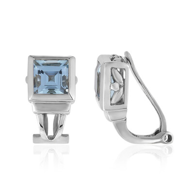 Orecchini con chiusura a clip in argento con Topazio Blu Cielo