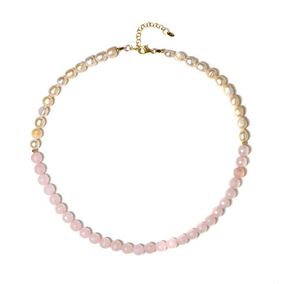 Collana in argento con Quarzo Rosa (Riya)