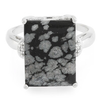 Anello in argento con Ossidiana Fiocco di Neve