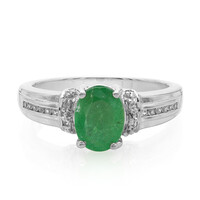 Anello placcato in platino con Smeraldo Bahia