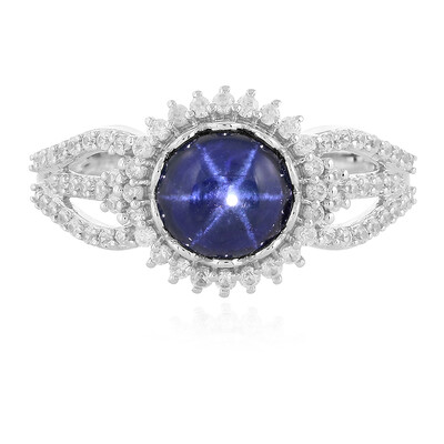 Anello in argento con Zaffiro Stellato Blu