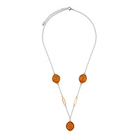 Collana in argento con Ambra Baltica Cognac
