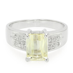 Anello da uomo placcato in platino con Kunzite Canarino