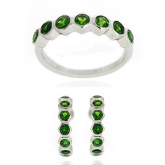 Anello in argento con Diopside Russo