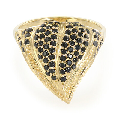 Anello placcato in oro con Spinello Nero