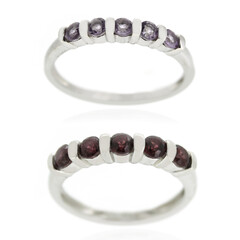 Set anelli in argento con Ametista Rose de France e Rodolite