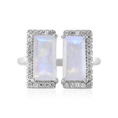 Anello in argento con Pietra di Luna Arcobaleno