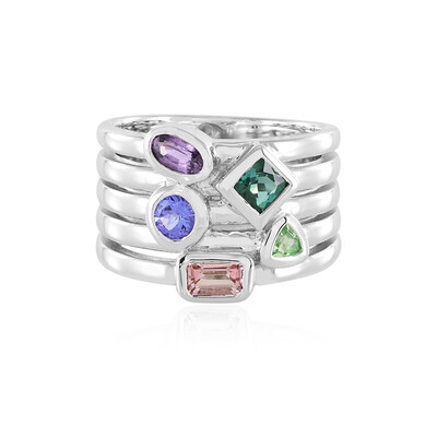 Anello in argento con Zaffiro Ceylon Porpora (non riscaldato) (Adela Silber)