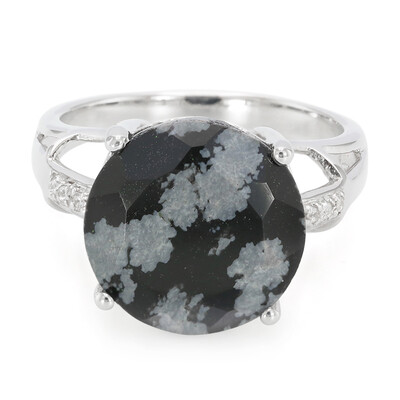Anello in argento con Ossidiana Fiocco di Neve