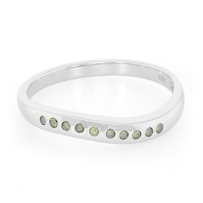 Anello in argento con Diamante Verde Smeraldo
