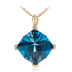 Collana in oro con Topazio Blu Londra