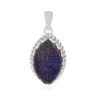 Ciondolo in argento con Agata Glitter Blu Cobalto