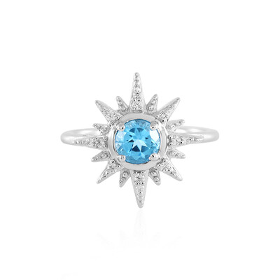 Anello in argento con Topazio Blu Svizzero