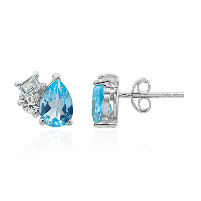 Orecchini in argento con Topazio Blu Svizzero