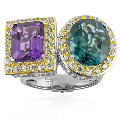 Anello in argento con Fluorite Blu Caraibico  (Dallas Prince Designs)