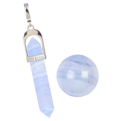 Accessorio in argento con Calcedonio Blu