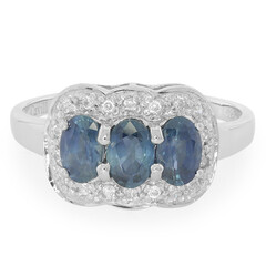 Anello placcato in platino con Zaffiro Kanchanaburi