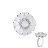 Anello in argento con Pietra di Luna Arcobaleno
