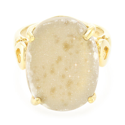 Anello placcato in oro con Agata Glitter