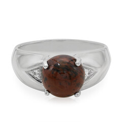 Anello da uomo in argento con Ossidiana Mogano